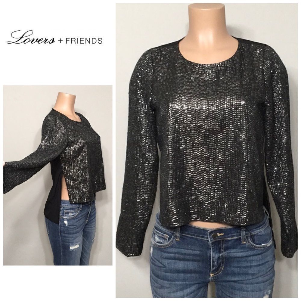 New. Lovers + Friends pewter metallic sequined top. Retails $129. Small.